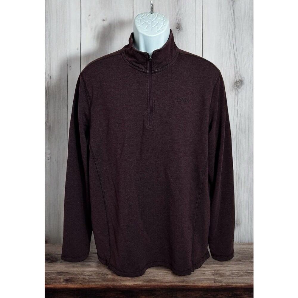 Men's Orvis 1/4 Zip Sz XL Burgundy Pull-Over French Terry Long-Sleeve Outdoors
